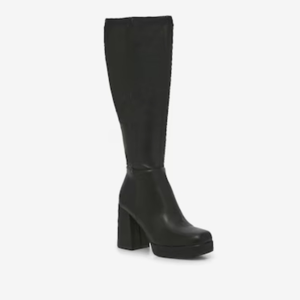 Steve Madden Black Platform Knee-High Heeled Boots